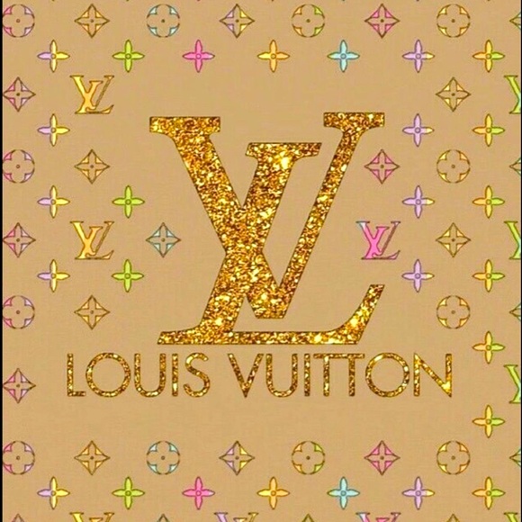 NWT Luxury 20x30in Poster Gold Glitter Logo with Multicolor Monogram Print